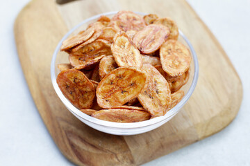 Crispy banana chips. Fruit snack