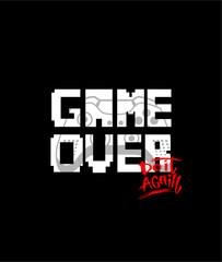 GAME OVER, Typography tee shirt design vector illustration.
