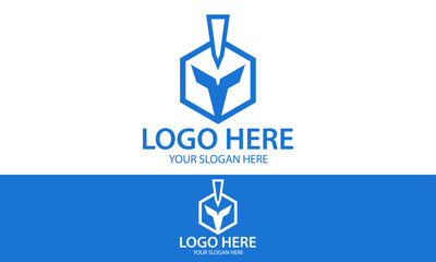 Blue Color Abstract Box Hexagonal Helm Greek Logo Design	