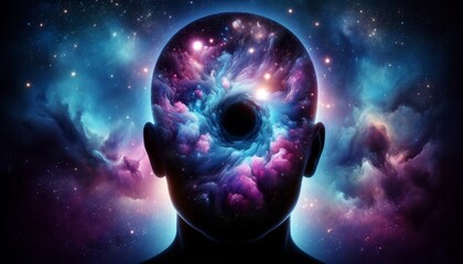 Celestial Mind: A Cosmic Vision Within - obrazy, fototapety, plakaty