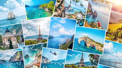 collage of travel photos from different parts of the world, travel website header 