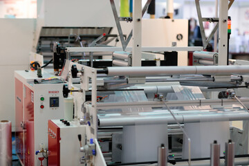 plastic t-shirt bag making machine close up