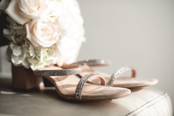 Wedding shoes are a very important accessory of the bridal /groom wedding day, that matches with the full outfit dressed, material, style, color and height depends of culture