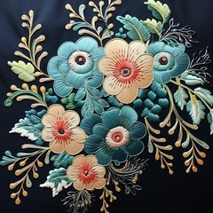 illustration of simple style Beautiful and good-looking embroidery, Generative ai