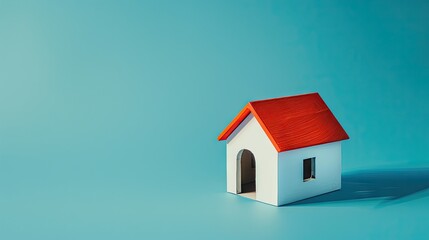 Fototapeta na wymiar money box in the shape of a small house on a light blue background high quality 