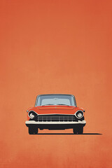 minimalistic orange poster with car