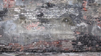 old Victorian brick wall whole wall, tiny bricks flat  