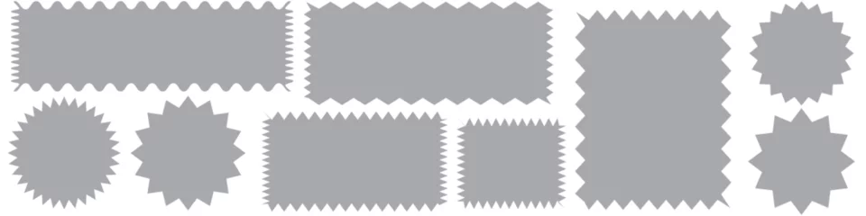 Foto op Plexiglas Zig zag edge rectangle shape collection. Jagged rectangular elements set. Black graphic design elements for decoration, banner, poster, template, sticker, badge. Vector © Quirk Craft Studio