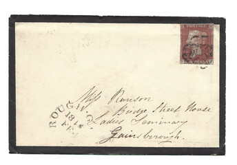 United Kingdom cover with one penny brown stamp, unperforated of Queen Victoria 