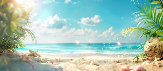Fototapeta na wymiar Holiday Background on a Beach Bathed in Sunlight