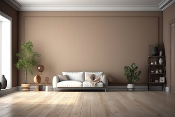 mockup for empty brown wall decoration 