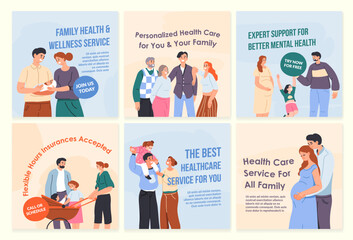 Network banner set for family healthcare service