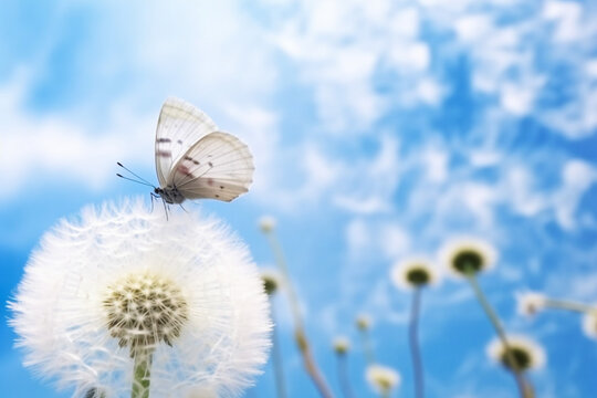 Natural pastel background. Morpho butterfly