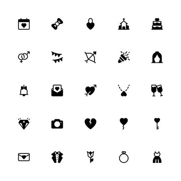 Wedding Ceremony Event Glyph 2d Icon. Editable stroke. Pixel Perfect at 32x32