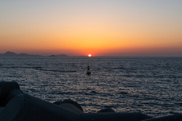 View of the sunset at the harbor