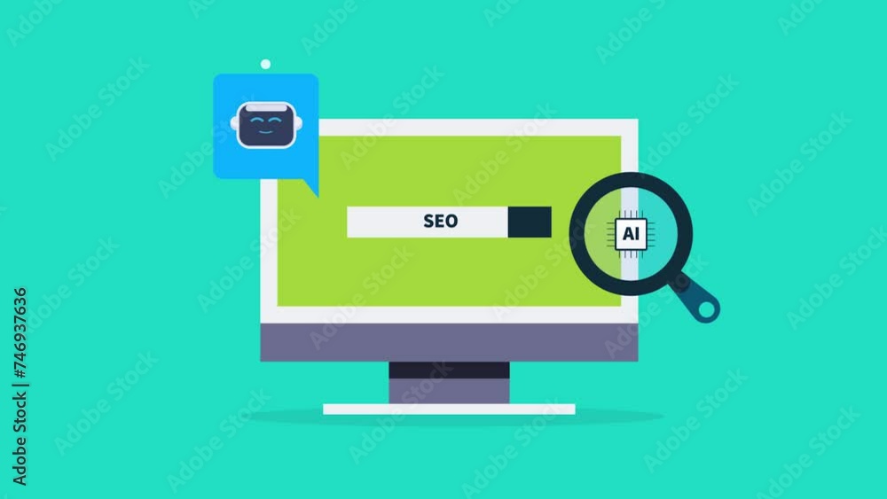 Poster search bar integrated with innovative artificial intelligence technology on pc screen, search engine