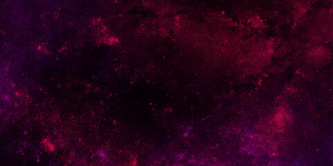 Abstract night sky space watercolor dark violet nebula universe background. Red grunge textured stone wall background. Abstract cosmic purple ink deep space galaxy nebula background illustration