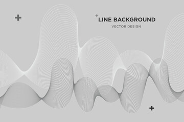 Gray lines abstract wave background. Slanted curved Vector Illustration