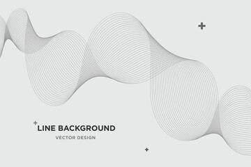 Gray lines abstract wave background. Slanted curved Vector Illustration