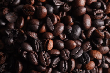 close up shot of pile of coffee beans with texture details