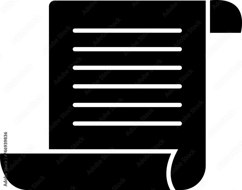 Poster b&w blank scroll in flat style.