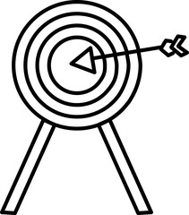 Black line art target arrow with bullseye. 