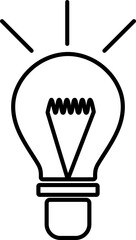 Line art illustration of illuminated bulb icon for business or maketing concept.