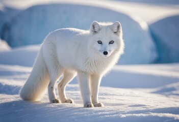 Arctic fox in his white winter coat