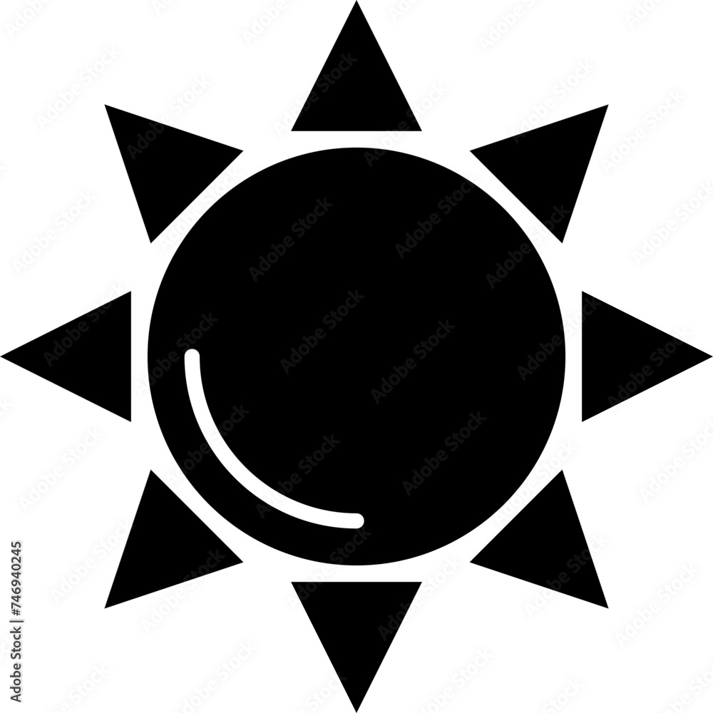 Canvas Prints B&W sun icon in flat style.