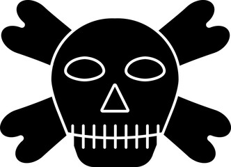 Glyph icon of skull in b&w color.