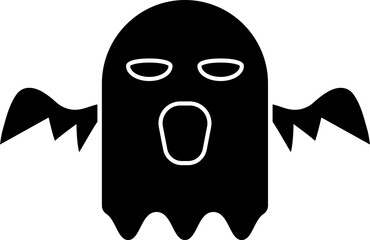 B&W ghost icon in flat style.