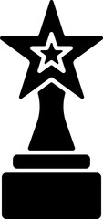 Star trophy or award icon isolated in b&w color.