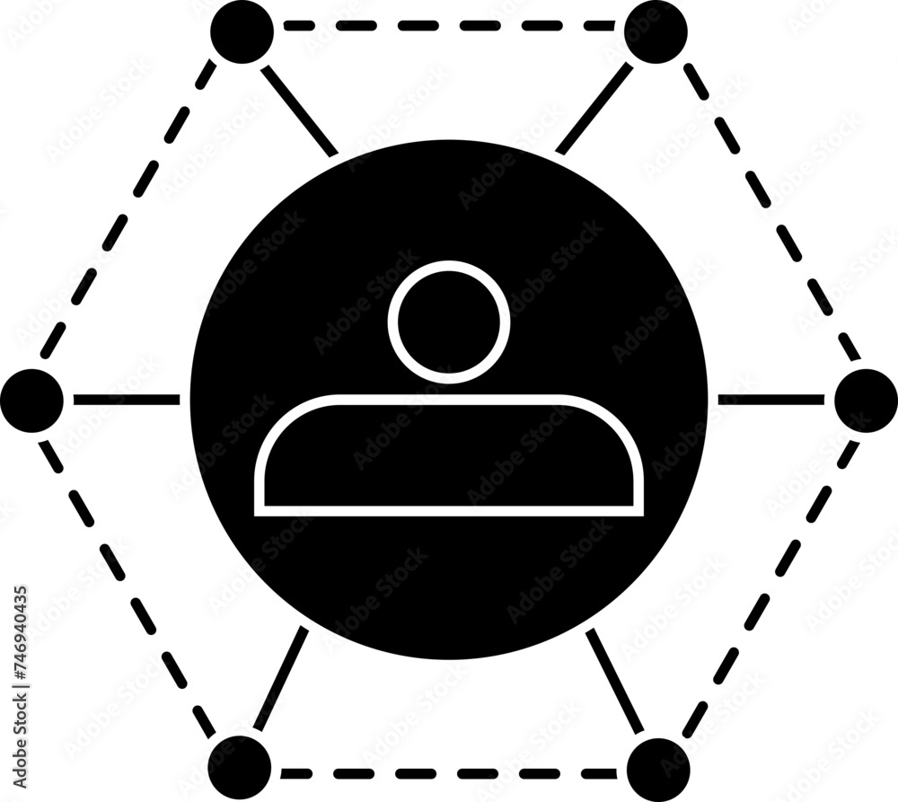Poster b&w networking icon or symbol.