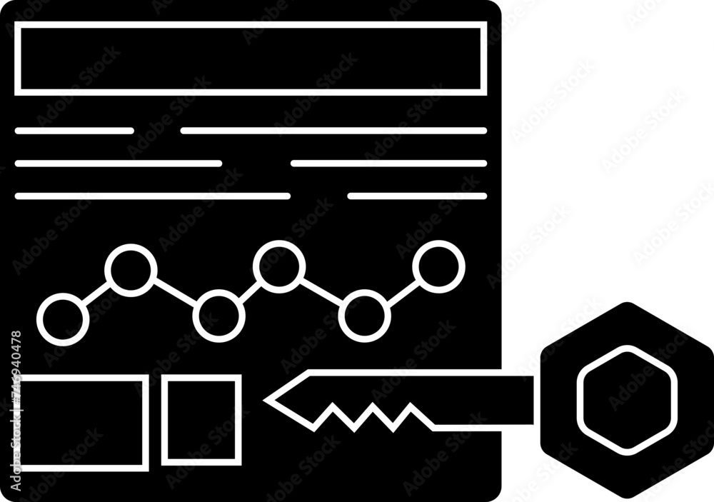 Poster file access or keywords icon in b&w color.