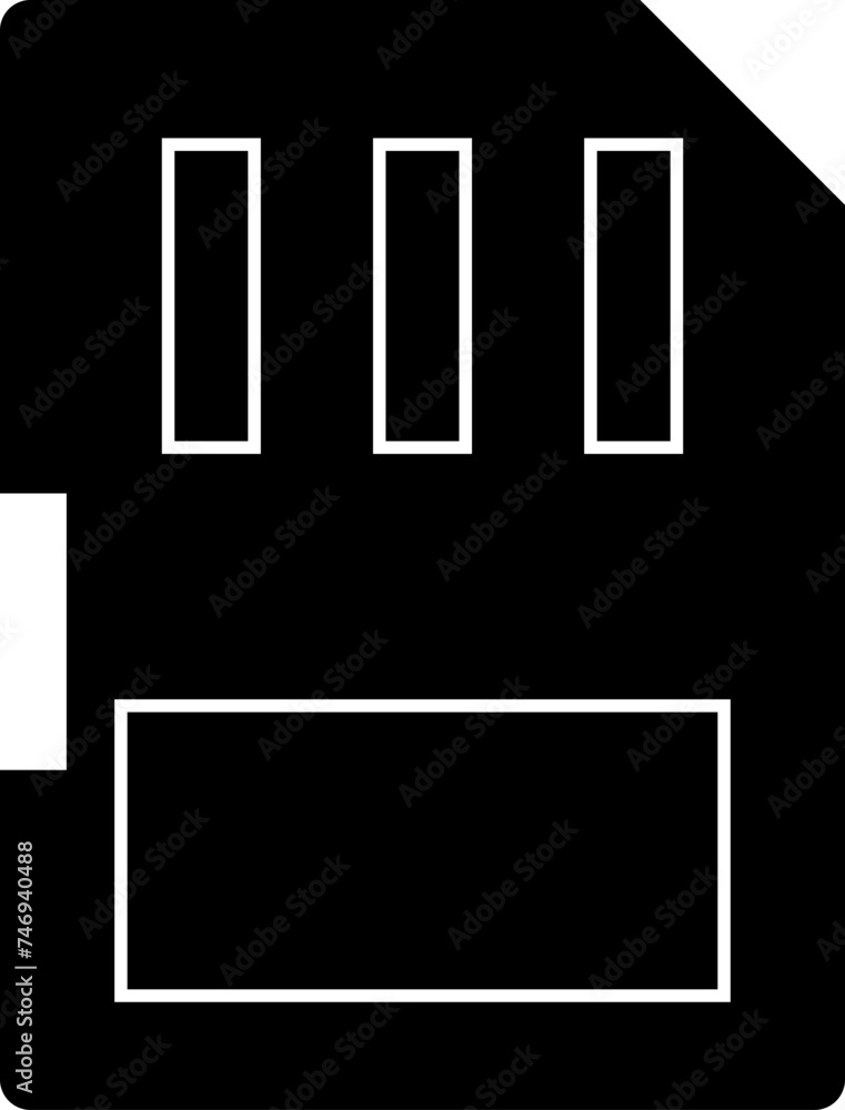 Poster b&w memory card icon in flat style.