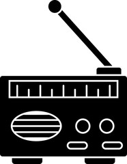 B&W radio icon or symbol.