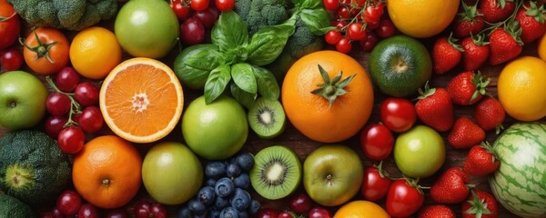 Fresh multi fruits and vegetables - obrazy, fototapety, plakaty