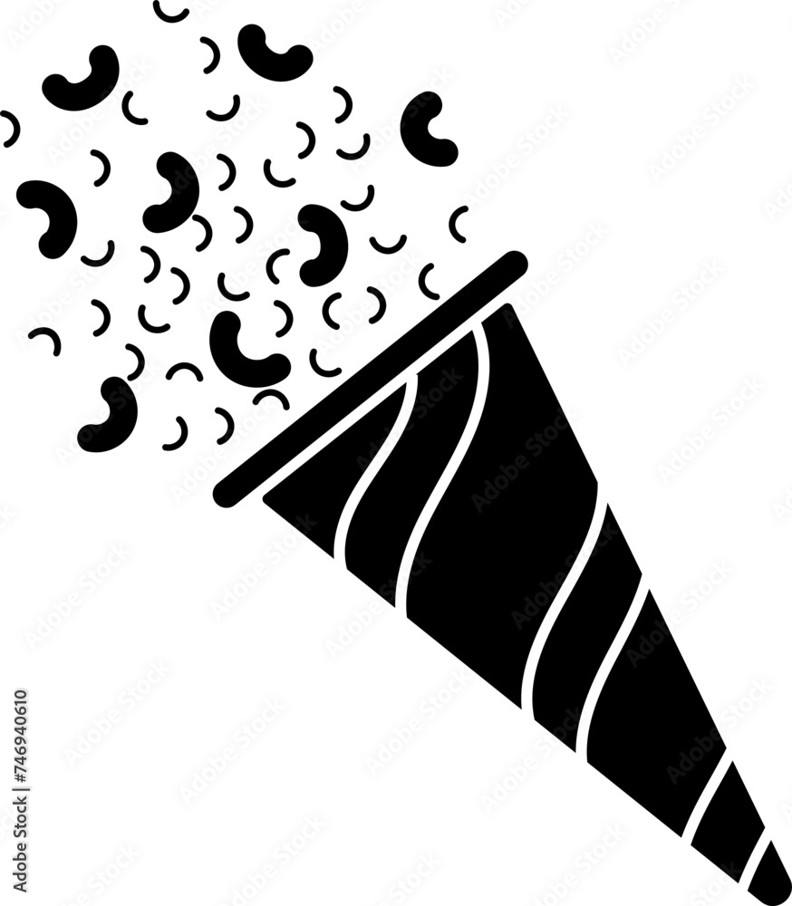 Poster b&w party propper icon in flat style.