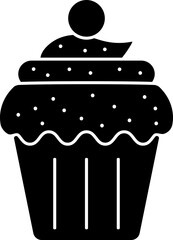 Glyph icon or symbol of cupcake.
