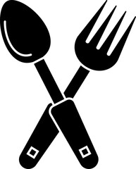 Spoon with fork icon in b&w color.