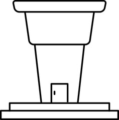 Illustration of a shop in black line art.