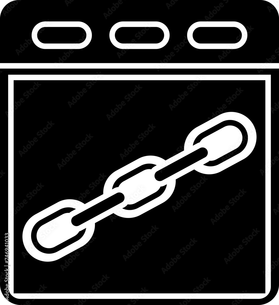 Poster b&w link symbol on web page icon.