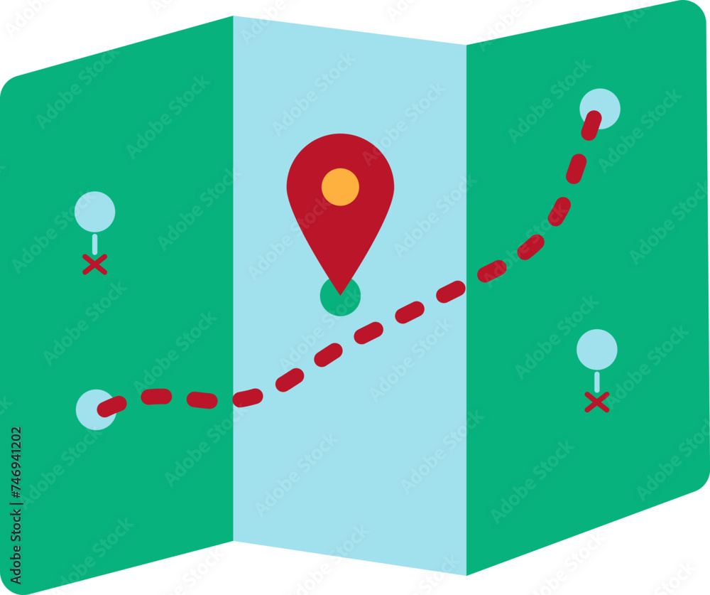Poster pointer on map in flat style.