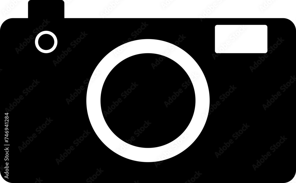 Poster digital camera icon or symbol in b&w color.