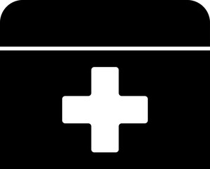 Isolated first aid box icon in b&w color.