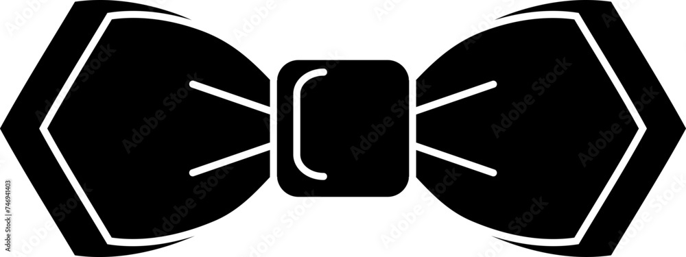 Wall mural black and white bow tie icon in flat style.