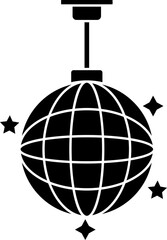 Disco or party ball icon in b&w color.