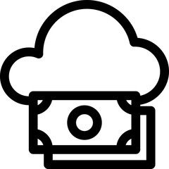 Cloud mining icon in line art.