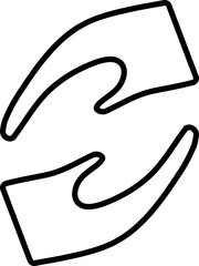 Line art illustration of hand shake icon.