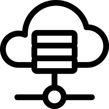 recommend clip art: Line art illustration of cloud server sign or symbol.